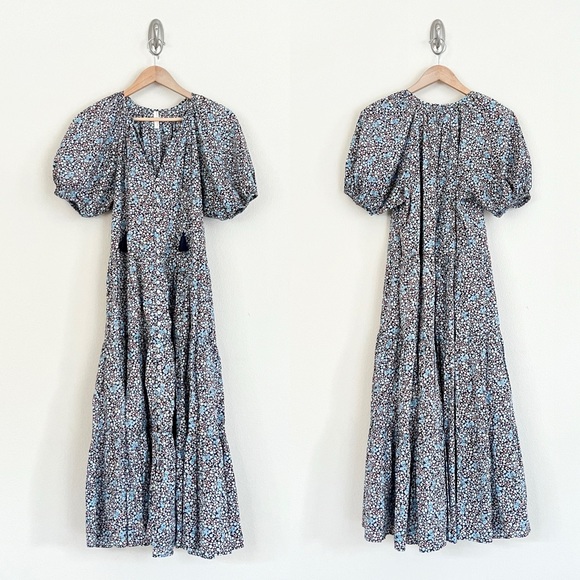 New SPELL Floral Gown Maxi Dress in Navy Blue - Picture 9 of 13